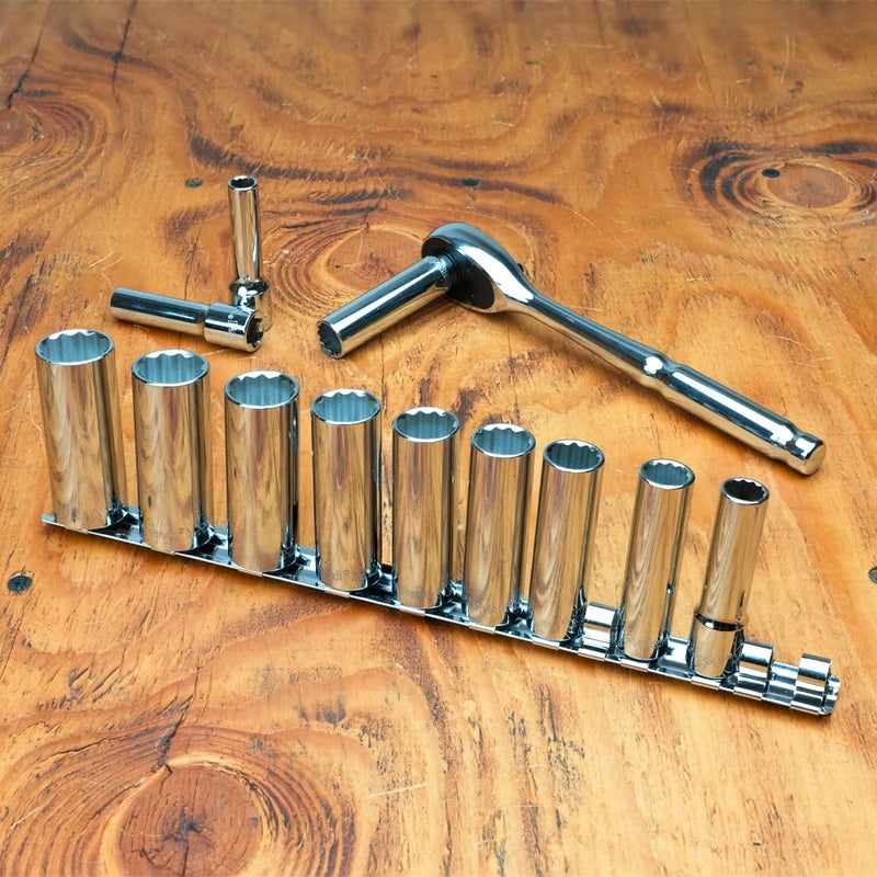 Proferred S07301 3/8" Drive Standard Metric Socket Set, 12 Piece, 12 Point Deep - Image 2